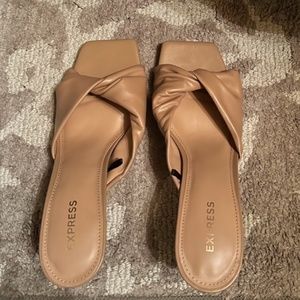 Express Twist Strap Mule Sandals, Size 7, Pecan